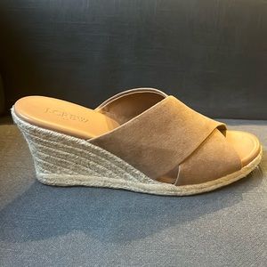 JCrew Suede Peep-Toe Espadrille Wedges